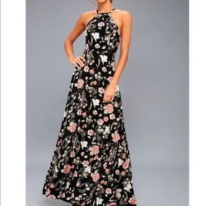 LULUS Floral Print Sleeveless Maxi Dress S